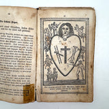 Herz Des Menschen (The Heart of Man), Heavily Worn 1848 Pennsylvania German Devotional with Amazing Engravings and Many Mends
