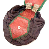 Antique Silk and Leather Sewing Pouch with Pop Out Pin Cushion
