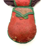 Antique Silk and Leather Sewing Pouch with Pop Out Pin Cushion
