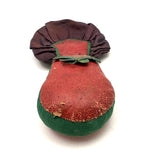 Antique Silk and Leather Sewing Pouch with Pop Out Pin Cushion