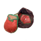 Antique Silk and Leather Sewing Pouch with Pop Out Pin Cushion