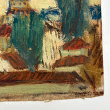 Red Roofs, Blue Steeple, Moody Sky, Adelaide Lawson Expressionistic Oil on Canvas Sketch/Fragment