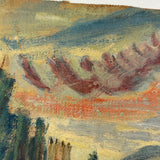 Red Roofs, Blue Steeple, Moody Sky, Adelaide Lawson Expressionistic Oil on Canvas Sketch/Fragment