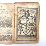 Herz Des Menschen (The Heart of Man), Heavily Worn 1848 Pennsylvania German Devotional with Amazing Engravings and Many Mends