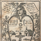 Herz Des Menschen (The Heart of Man), Heavily Worn 1848 Pennsylvania German Devotional with Amazing Engravings and Many Mends