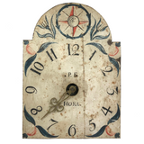 Gorgeous Antique Painted Tin Clock with Compass Star, Flowers, Fruit (for Display)