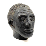 Portrait of a Man, Sensitive and Ever Shifting Large Black Glazed Red Clay Head