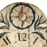 Gorgeous Antique Painted Tin Clock with Compass Star, Flowers, Fruit (for Display)
