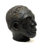 Portrait of a Man, Sensitive and Ever Shifting Large Black Glazed Red Clay Head