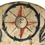 Gorgeous Antique Painted Tin Clock with Compass Star, Flowers, Fruit (for Display)