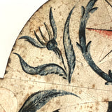 Gorgeous Antique Painted Tin Clock with Compass Star, Flowers, Fruit (for Display)