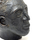 Portrait of a Man, Sensitive and Ever Shifting Large Black Glazed Red Clay Head