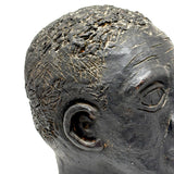 Portrait of a Man, Sensitive and Ever Shifting Large Black Glazed Red Clay Head