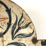 Gorgeous Antique Painted Tin Clock with Compass Star, Flowers, Fruit (for Display)