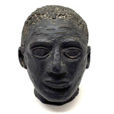 Portrait of a Man, Sensitive and Ever Shifting Large Black Glazed Red Clay Head
