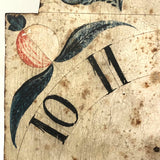 Gorgeous Antique Painted Tin Clock with Compass Star, Flowers, Fruit (for Display)