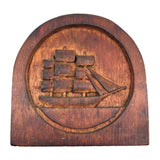 Nice Old Relief Carved Folk Art Ship (formerly a bookend)