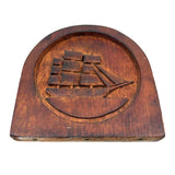 Nice Old Relief Carved Folk Art Ship (formerly a bookend)