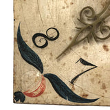 Gorgeous Antique Painted Tin Clock with Compass Star, Flowers, Fruit (for Display)