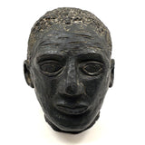 Portrait of a Man, Sensitive and Ever Shifting Large Black Glazed Red Clay Head