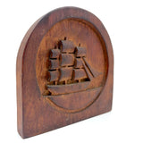 Nice Old Relief Carved Folk Art Ship (formerly a bookend)