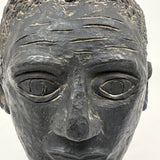 Portrait of a Man, Sensitive and Ever Shifting Large Black Glazed Red Clay Head