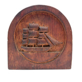 Nice Old Relief Carved Folk Art Ship (formerly a bookend)