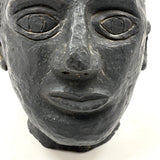 Portrait of a Man, Sensitive and Ever Shifting Large Black Glazed Red Clay Head