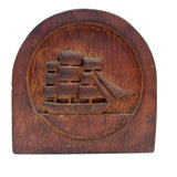 Nice Old Relief Carved Folk Art Ship (formerly a bookend)