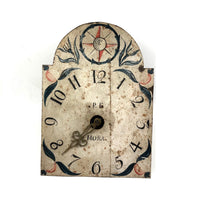 Gorgeous Antique Painted Tin Clock with Compass Star, Flowers, Fruit (for Display)