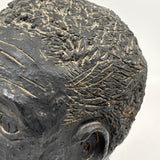 Portrait of a Man, Sensitive and Ever Shifting Large Black Glazed Red Clay Head
