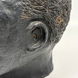 Portrait of a Man, Sensitive and Ever Shifting Large Black Glazed Red Clay Head