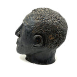 Portrait of a Man, Sensitive and Ever Shifting Large Black Glazed Red Clay Head
