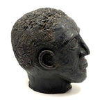 Portrait of a Man, Sensitive and Ever Shifting Large Black Glazed Red Clay Head
