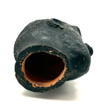 Portrait of a Man, Sensitive and Ever Shifting Large Black Glazed Red Clay Head