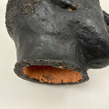 Portrait of a Man, Sensitive and Ever Shifting Large Black Glazed Red Clay Head