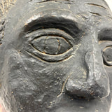 Portrait of a Man, Sensitive and Ever Shifting Large Black Glazed Red Clay Head