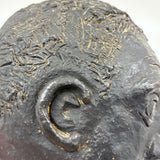 Portrait of a Man, Sensitive and Ever Shifting Large Black Glazed Red Clay Head