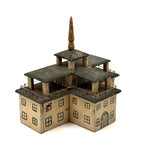 Both Humble and Grand Old Three Tiered Cigar Box Building with Nail and String Terrace Rail
