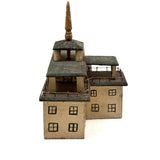 Both Humble and Grand Old Three Tiered Cigar Box Building with Nail and String Terrace Rail