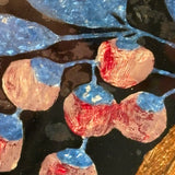 Brilliantly Colored Bird and Berries, Unusual Early Tinsel Painting in Original Frame