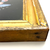Brilliantly Colored Bird and Berries, Unusual Early Tinsel Painting in Original Frame