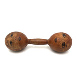 Old Wooden Barbell with Hand-drawn Faces