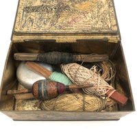 As Found - Old Pickwick Inn CT Chocolate Tin Filled with Fishing Line Winders and Bobber