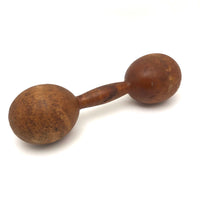 Old Wooden Barbell with Hand-drawn Faces