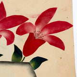 Scroll and Crown Flower; Roses and Poem: Double-sided 1848 Theorem Watercolor