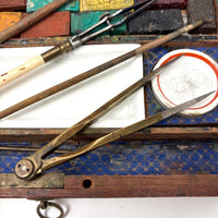 C. 1870 Joshua Rogers English Watercolors Box with Paints, Pots, Brass Stencils, More