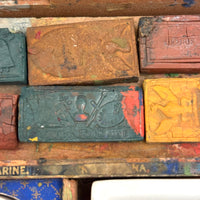 C. 1870 Joshua Rogers English Watercolors Box with Paints, Pots, Brass Stencils, More