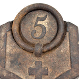 SOLD Excellent Five Pound Civil War Era (Date Stamped) Iron Horse Tether with Cross