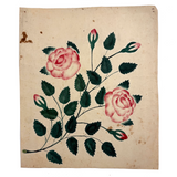 Roses and Buds on Thorny Stems, Lush 1840s Watercolor Theorem